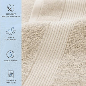 Arkwright Bath Towels Set of 4 - (Bulk Case of 24) Super Soft 100% Cotton 600 GSM Quick Dry &amp Absorbent Luxury Bathroom Essentials for Hotels Spa Hosts and Vacation Rentals Alabaster Ivory