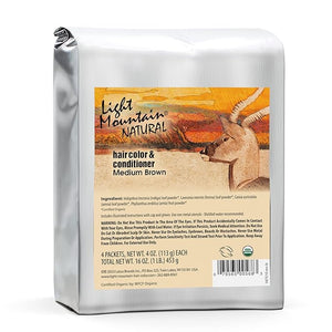 Light Mountain Henna Hair Color &amp Conditioner - Medium Brown Hair Dye for Men/Women Organic Henna Leaf Powder and Botanicals Chemical-Free Semi-Permanent Hair Color 16 Oz