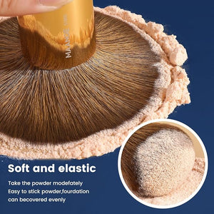 MAANGE 7pcs Makeup Brush Set Double Sided Kabuki Makeup Brushes Contour Brush for Foundation Liquid Powder Concealer Cream Cosmetics Bronzer Blending Blush Buffing Makeup Tools (Coffee Gold)