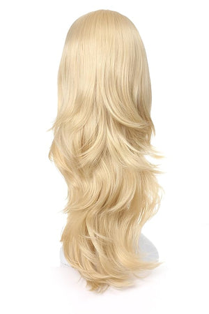 Onedor 22" Semi Curly Hair Women Ladies 3/4 Half Wig Premium Japanese Synthetic fibers Wigs with Secured Mesh Head Cap (613)