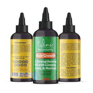Wini by Locsanity Hair Growth Oil for Locs Dreadlocks Dreads Loose Natural Hair - Blackberry Alma Moringa Tamanu Flax Seed Ginseng Hibiscus Bhringraj 100% Narural Vegan 4 OZ