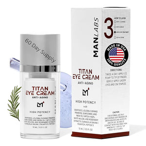 Titan Anti-Aging Mens Eye Cream ? Mens Dark Circles Under Eyes Treatment ? Eye Bags Treatment for Men ? Puffy Eyes Treatments for Men ? Peptides HA Herbal Extracts ?All Skin Types?Unscented