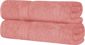 Superior Long Staple 100% Combed Cotton 700GSM 2-Piece Solid Bath Sheet Set for Bathroom Shower Kitchen-Super Soft Plush Highly Absorbent Assorted 2-Piece Bath Seets Blush