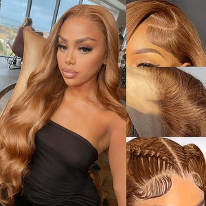 24 Inch 5x5 Lace Front Wigs Human Hair 180% Density Real Human Hair Wig Body Wave HD Lace Frontal Wigs Pre Plucked Transparent Lace Brown for Women
