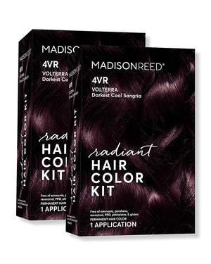 Madison Reed Radiant Hair Color Kit | 4VR Darkest Cool Sangria (Volterra Amethyst) for 100% Gray Hair Coverage | Salon Quality Permanent Hair Dye | PPD-Free &amp Ammonia-Free | (Packaging Varies) 2 P