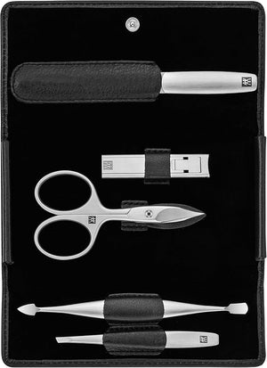 ZWILLING Beauty TWINOX 6-pc Manicure Premium Care Set with Black Leather Case, Asian Competence, Gift Set