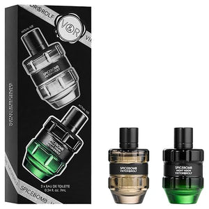 Viktor&ampRolf - Spicebomb Men's Cologne Travel Size Set ($50 Value) - Spicebomb Eau de Toilette &amp Nightvision Eau de Toilette - 0.2 Fl Oz Each Mini Size