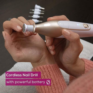 Beurer MP64 Nail Drill Kit Cordless Electric Nail File with 10 Attachments and LED Light Electric Manicure Set with Adjustable Speed E-File for Manicure and Pedicure with Storage Case