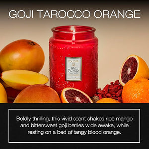 Voluspa Goji Tarocco Orange Large Candle Jar 18 oz 100 Hour Burn Time All Natural Wicks and Coconut Wax for Clean Burning Vegan Poured in the USA