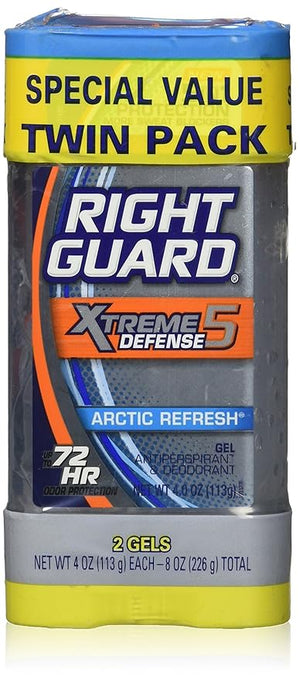 Right Guard Total Defense 5 - Anti-perspirant &amp Deodorant Gel Twin Pack (2) 4 Oz. - Arctic Refresh Scent