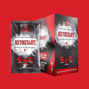 KetoStart+ | Exogenous Ketones Powder with Electrolytes for Energy Strength &amp Focus | with Caffeine | Raspberry Lemonade Flavor Electrolyte Powder (10x Ketones Drink Mix Packets)