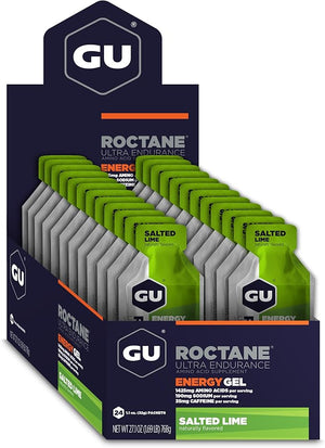 Gu Energy Roctane Ultra Endurance Energy Gel On-The-Go Sports Nutrition for Running Biking Hiking or Skiing Salted Lime 24-Count