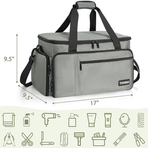 TORIBIO Large Capacity Hairdresser Bag with Adjustable Dividers Barber Carrying Bag Barber Travel Case Organizer for Clippers and Supplies Holds Various Hair Cutting Tools