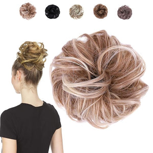 Juvabun Messy Bun Strawberry Honey Blonde Hair Piece Human Hair Blonde ? Natural Soft Updo Look Secure &amp Lightweight Hair Bun Extensions For Women messy bun hair piece