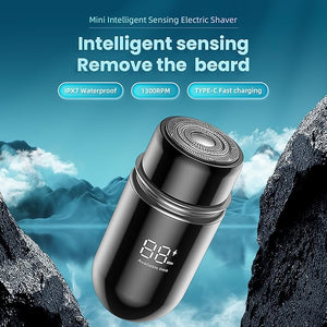 Mini Portable Electric Shaver,13000 RPM Powerful &amp; Silent,IPX7 Waterproof,Type-C Fast Charging, Automatic Induction Travel Razor for Men/Women (Black)