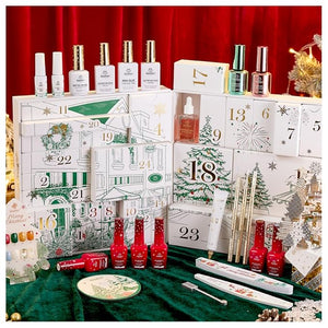 beetles Gel Polish Merry Glitzmas 2025 Christmas Advent Calendar ? 24 Days Christmas Countdown Nail Art Set with Mini LED Nail Lamp Base Top Coat and Festive Holiday Surprises Gifts for Women Girls