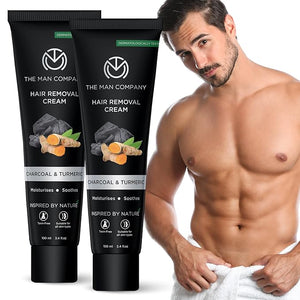 The Man Company Hair Removal Cream for Men Enriched with Charcoal &amp Turmeric Dermatologically Tested For All Skin Types - Pack of 2
