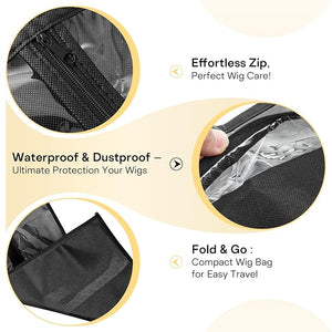 VARIPOWDER 10pcs Wig Storage Bags with Hanger Hair Extensions Storage for Multiple Wigs Dust-Proof Wigs Bag with Strong Holder Home Travel Closet Wigs &amp Accessories