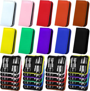 WILLBOND 50 Sets Manicure Set Bulk for Women 8 in 1 Nail Clippers Kit with Travel Case Nail Care Kit Stainless Steel Pedicure Grooming Tools for Family(Zipper Style)