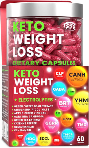 Keto Weight Loss Diet Pills Natural Appetite Suppressant Fat Burner for Women and Men with Apple Cider Green Coffee Bean Extract Curb Cravings &amp Hunger Metabolism Booster Supplement - 60 Caps