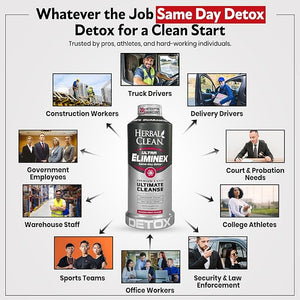 Herbal Clean Same Day Ultra Eliminex Detox Cleanse Drink* (32 fl oz) - Dragon Fruit Flavor Full Body Cleanse Detox Drink with Milk Thistle Seed* for high Toxin*, Vitamin B12 for Men &amp; Women