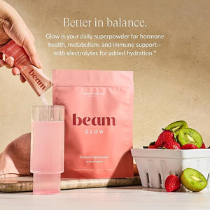 Beam Glow, Hormone Balance for Women, Cortisol Support for Women, Thyroid Support Powder with Selenium, Bromelain and Chasteberry, PMS Relief, Hair Skin &amp; Nails, Health and Wellness Gift, 30 Servi