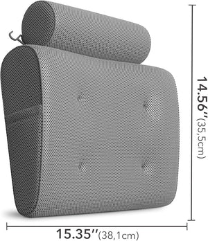 Everlasting Comfort Luxury Bath Pillows for Tub with Head and Neck Support - Non-Slip Bathtub Pillow with Suction Cups, Quick-Drying Mesh &amp; Drying Hook - Jacuzzi &amp; Spa Accessories for Women -