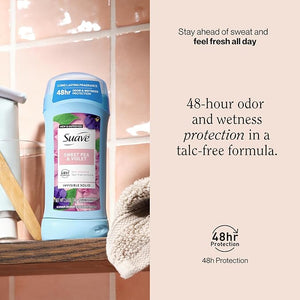Suave Antiperspirant Deodorant For Women Invisible Underarm Deodorant 48hr Odor &amp Wetness Protection Sweet Pea &amp Violet Fragrance Sensitive Skin Deodorant Solid Stick 2.6 oz (12 Bulk Pac