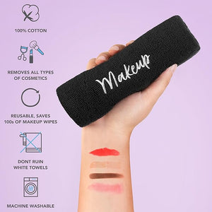 Arkwright Makeup Towels - Bulk Case of 144 - Super Soft 100% Cotton Gentle &amp Lightweight Face Make Up Remover Washcloths Guest Essentials for Hosts &amp Artists 13 x 13 in Black