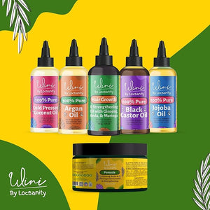 Wini by Locsanity Loose Natural Haircare Bundle for Healthy Moisturized Hair - Pomade Growth Oil Jamaican Castor oil Coconut Oil Jojoba Oil Argan Oil