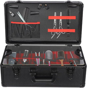 Beauty Professional Barber Case Portable Barber Tool Organizer Case Barber Carrying Case Salon Hair Cutting Grooming Kit Storage Organizer Fashionable Barber Carry on Travel Case