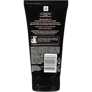 L'Oreal Paris Advanced Hairstyle Blow Dry It Thermal Smoother Cream 5.1 Ounce