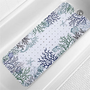 Seahorse Bathtub Mat Non Slip for Kids 40x16in Extra Long Anti Slip Bath Mat for Tub Abstract Bath Shower Mat with Large Drain Holes and Suction Cups Quality Honeycomb Design Bathroom Decor