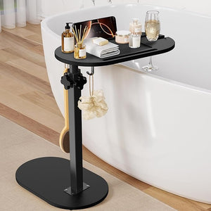 Bamboo Bathtub Table with Adjustable Height, Freestanding Bath Tray Caddy Board Tub Organizer, House Warming Gift, New Home, Anniversary Wedding Gifts, Bridal Shower Gift for Women