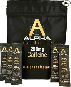 Drink Energizer I Energy Boost Any Drink I 200mg Unflavored Pure Caffeine Powder I Energy in just 30 Minutes I 15 Sticks