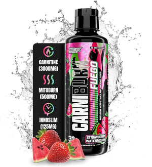 Nutrex Research CARNIBURN Advanced Liquid L Carnitine 3000mg with MitoBurn, InnoSlim &amp; GBBGO (31 Servings, Stawberry Watermelon)