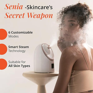 Senia Hot and Cold Facial Steamer by Vanity Planet - Detoxifying Aromatherapy Facial Steamer with Smart Steam Technology - Unclog Pores &amp Blackheads Cleaner Detoxifies Cleanses &amp Moisturizes
