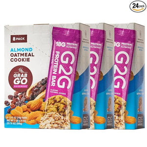 G2G Protein Bar, Almond Oatmeal Cookie, Real Food Ingredients, Refrigerated for Freshness. 24 Count (3 Packs of 8)