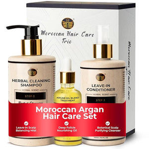 Moroccan Scalp Relief 3-Step Set ? Itch &amp Flake Control with Argan Oil Herbal Shampoo &amp Leave-In Rinse ?Reduces Itch Flaking &amp Buildup from Dryness/Irritation ? Dermatologist Approved S
