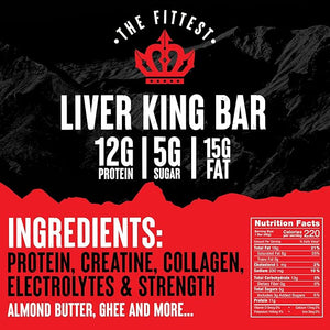 THE FITTEST Chocolate Chip Liver King Bar ? High Protein Snack Bar with Beef Liver Collagen Creatine Electrolytes &amp Himalayan Salt ? Animal-Based Protein Bar for Gym Paleo &amp Carnivore Fuel