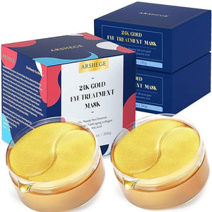 arshege 120 PCS 24K Gold Eye Patches for Puffy Eyes - Anti-Aging Collagen Hyaluronic Acid Under Eye Masks for Dark Circles Puffiness and Wrinkles - Hydrating Skin Care