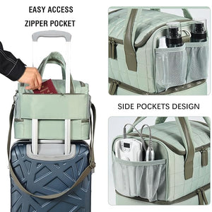 Nail Polish Organizer Case Fits Nail Lamp and 50 BottlesQuilted Nail Organizers and Storage for Nail TechWater Proof Nail Polish Storage Bag Fits Nail Kit Manicure Tools (Patented)-Green