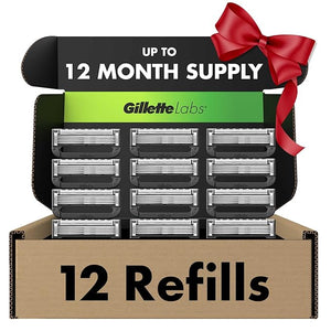 GilletteLabs Razor Blade Refills 12ct Razor Cartridges Razor Refills for Men Compatible with GilletteLabs Exfoliating Bar Razor and Heated Razor Holiday Gifts for Men