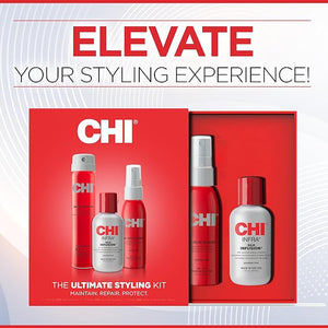 CHI Infra Ultimate Styling Gift Kit, 2 Oz Silk Infusion, 2 Oz 44 Iron Guard &amp; 2.26 Oz Texture Hair Spray, Sulfate, Paraben, &amp; Cruelty-Free (3 Items)