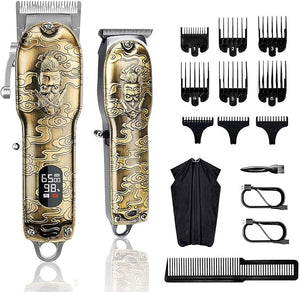 Hair Clippers and Trimmers Set Suttik Barber Clippers Professional Set Beard Trimmer for Men Cordless Ornate Clippers for Men with T-Blade Close Cutting Trimmer LED Display