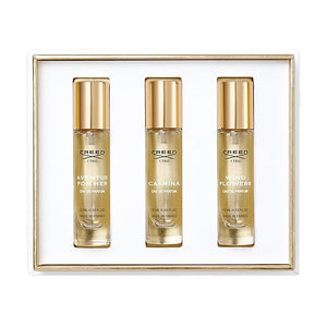 House of Creed Women's Holiday Gift Coffret Set Features 3 Signature Perfume Scents of Aventus for Her Carmina and Wind Flowers 3 x 10ml