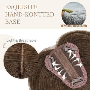 Rich Choices Hair Toppers for Women Real Human Hair 150% Density Clip in Silk Base No Bangs 100% Human Remy Toppper Realistic Scalp Pieces for Women with Thinning Crown 8 Inch #2R Chocolate Brown