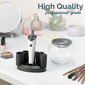 Luxe Electric Makeup Brush Cleaner Machine with Cleaning Solution - USB Charging Station Automatic Brush Washer and Dryer - 3 Adjustable Speeds for Easy Cleaning - Complete Set for Hygienic Brushes