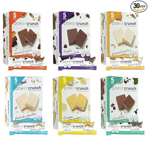 Power Crunch Protein Wafer Bars Variety Pack in 6 Flavors 1.4 Ounce Bars (30 Count). High Protein Snacks with Delicious Taste