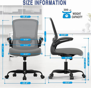 Mimoglad Office Chair Ergonomic Desk Chair with Adjustable Lumbar Support High Back Mesh Computer Chair with Flip-up Armrests-BIFMA Passed Task Chairs Executive Chair for Home Office